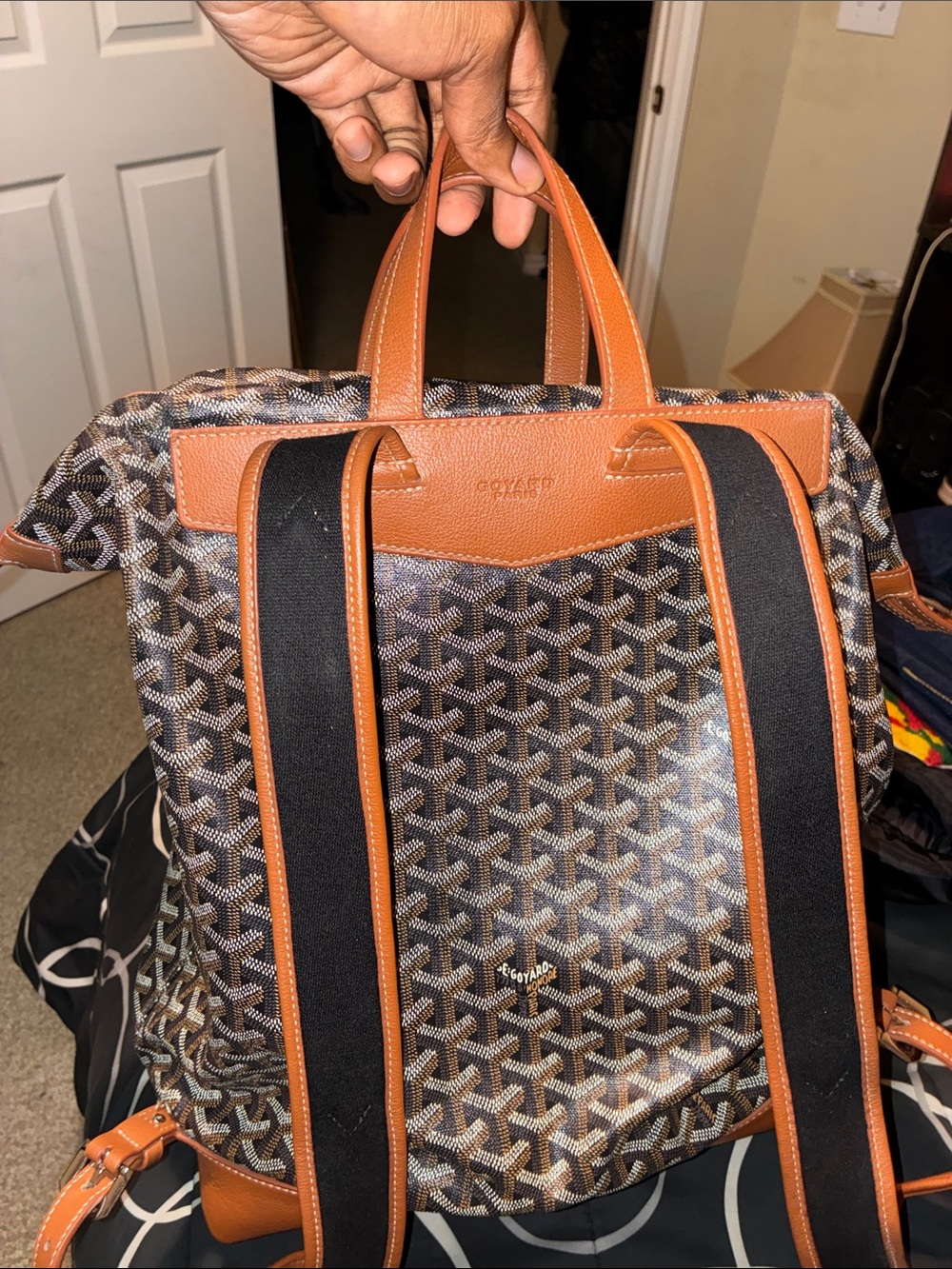Goyard Brown & Black Signature Canvas Backpack